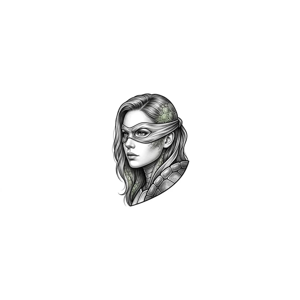 Женщина реализм с черепашкой ниндзя