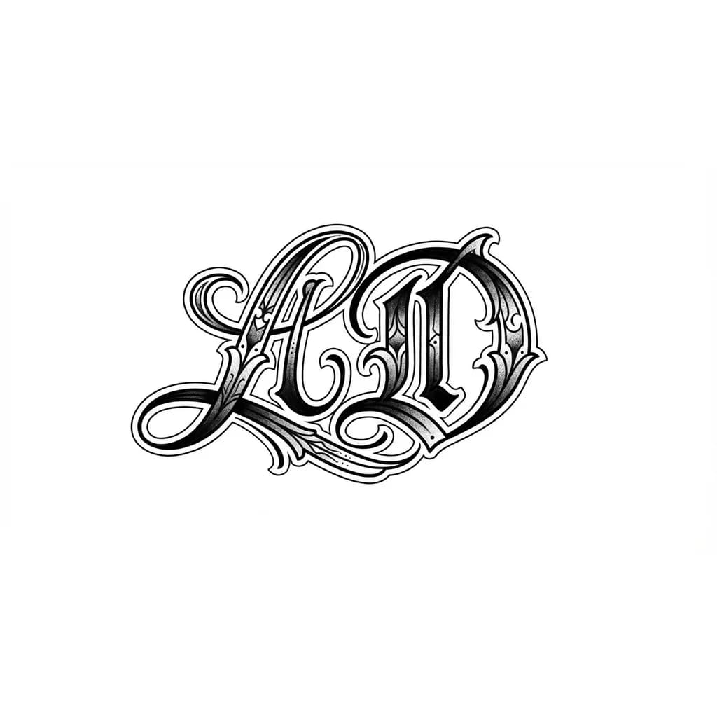 Минимализм, полные буквы L и D, чб, узорный 