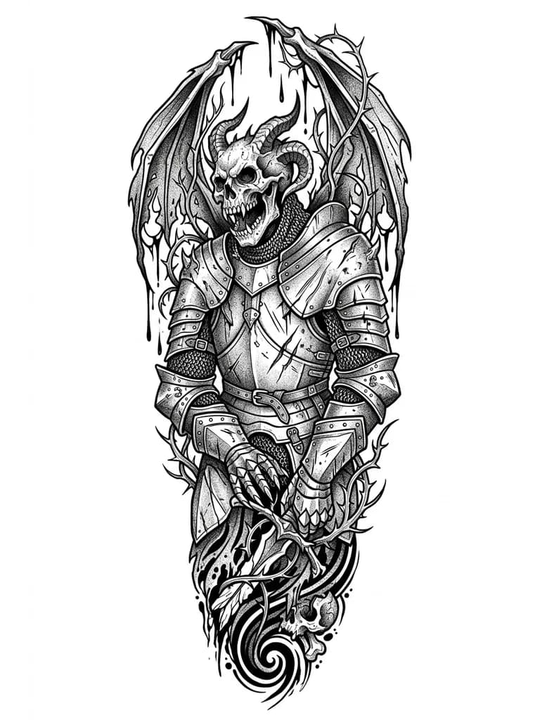 детализированный рисунок доспеха с кольчугой и ремешками, расположение на предплечье 