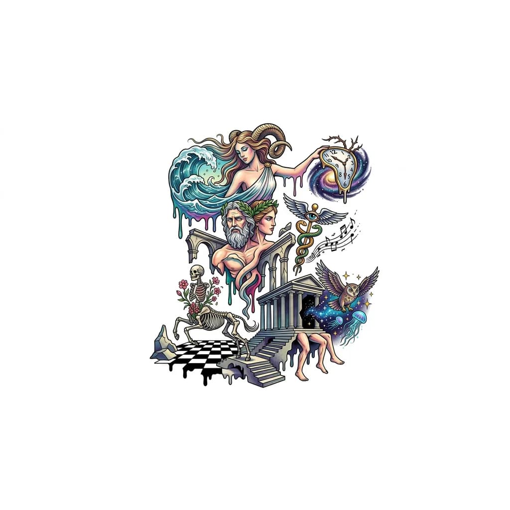 Тату эскиз: греческие богини и боги.