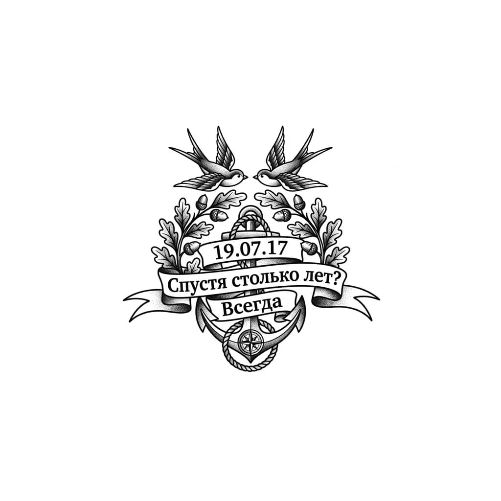 Тату эскиз: Вокруг надписи веточки деревьев 