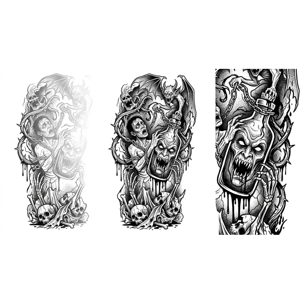 Тату эскиз: Борьба с алкогольной зависимостью