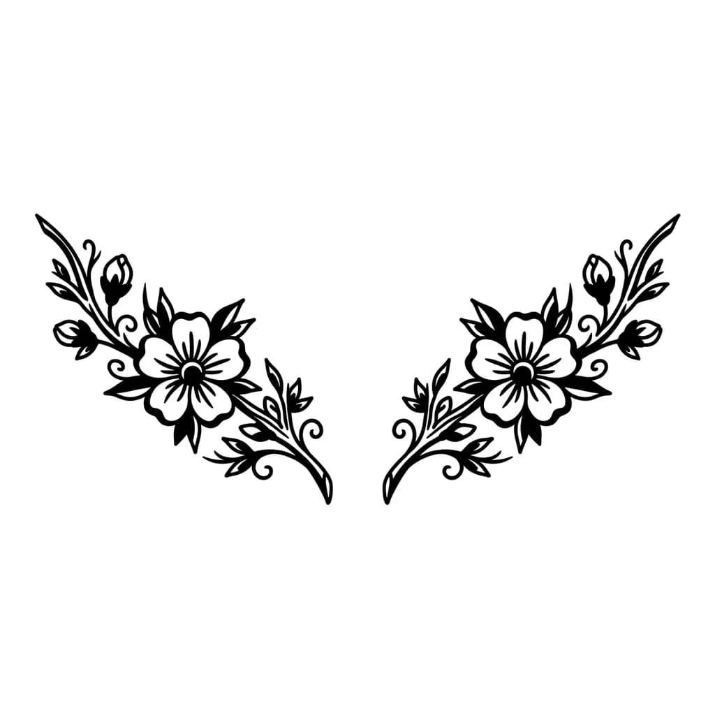 Тату эскиз: Две сакуры на ключице 