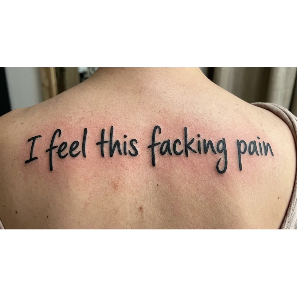 Тату эскиз: Font: I feel this facking pain
 (casual handwritten)