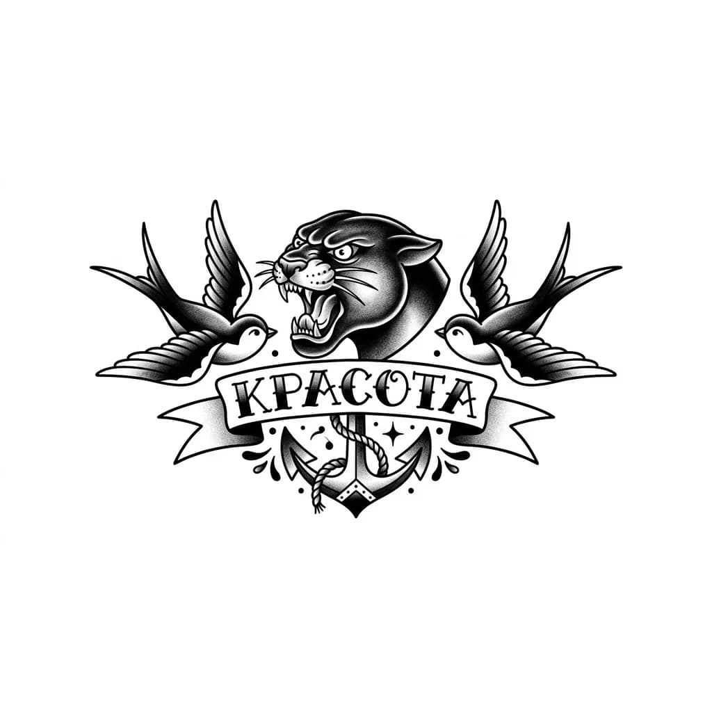 Тату эскиз: Слово красота 
