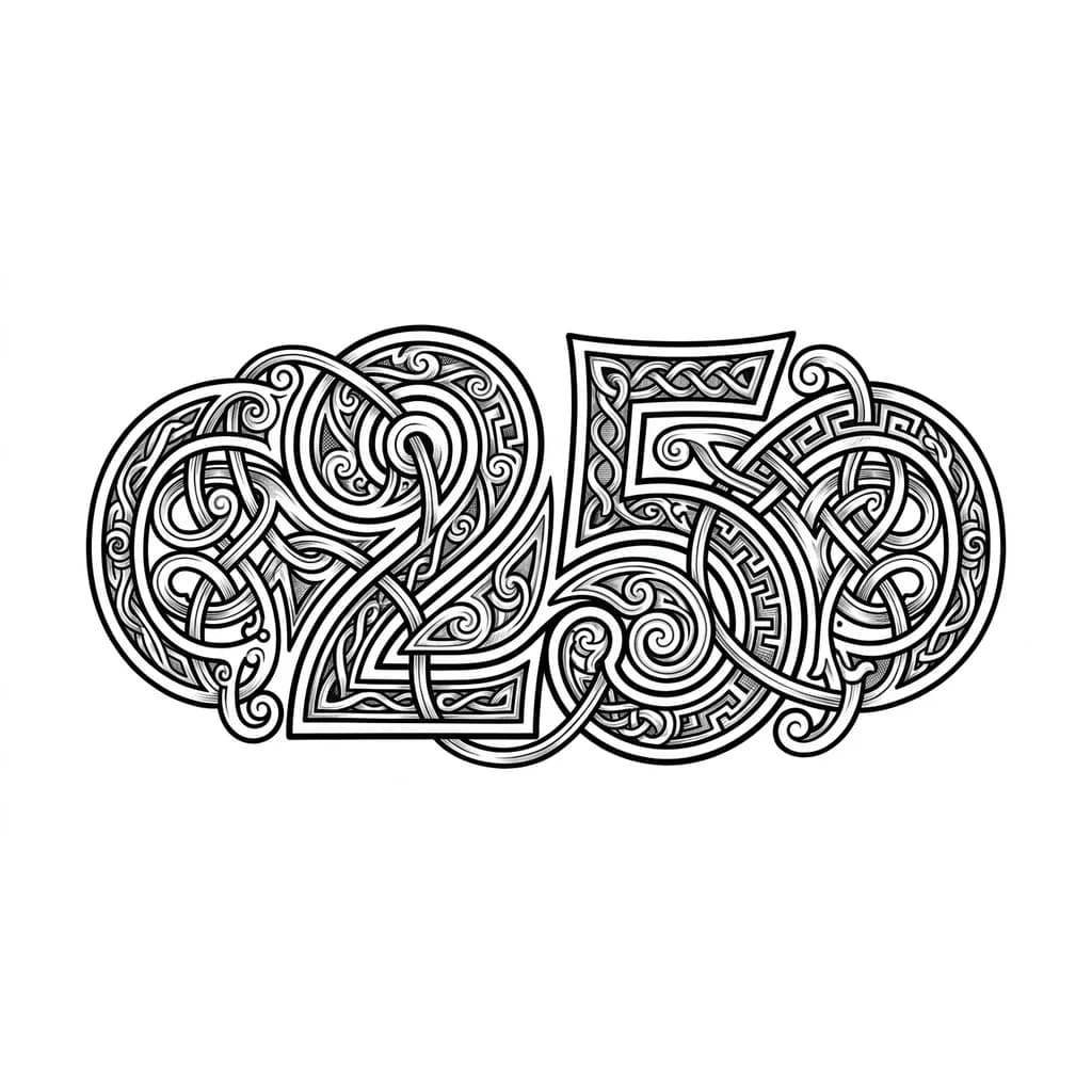 Тату эскиз: число 25