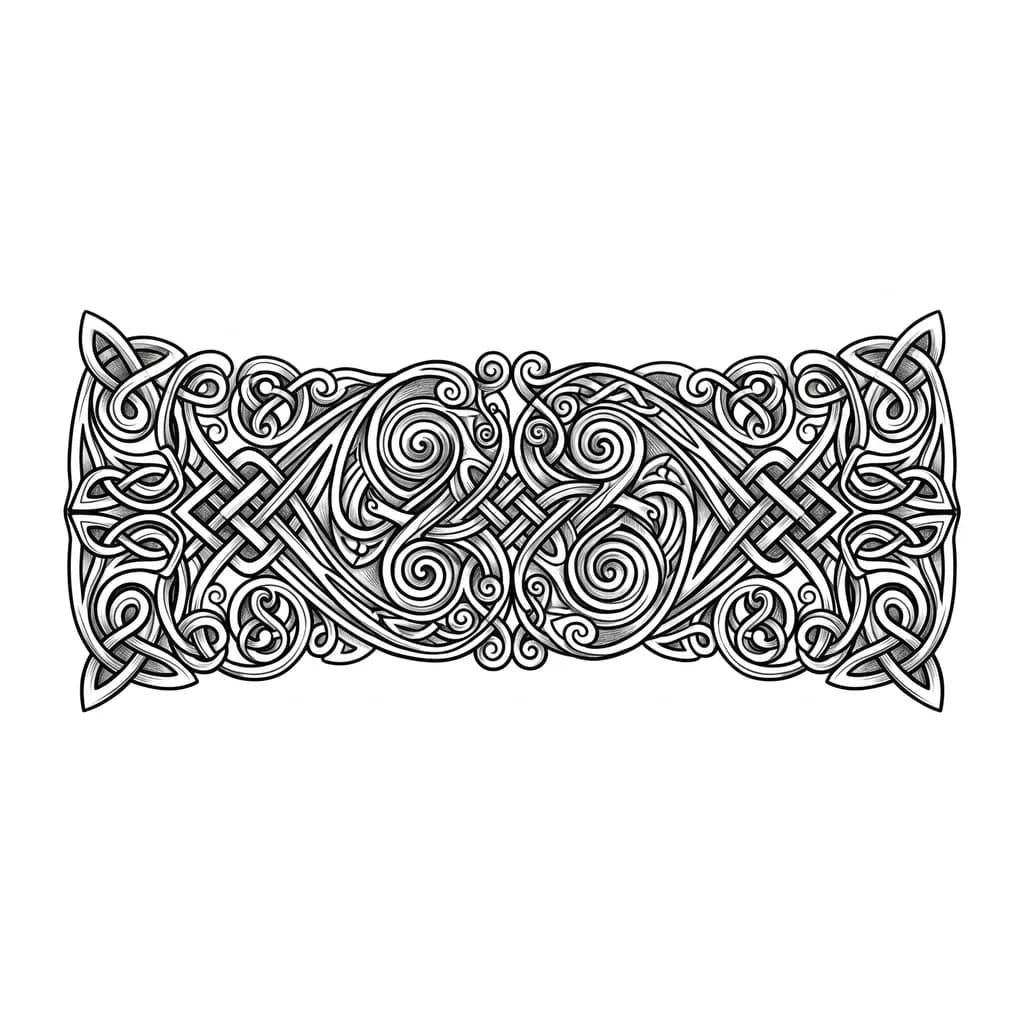 Тату эскиз: переплетающийся узор на предплечье в славянском стиле
