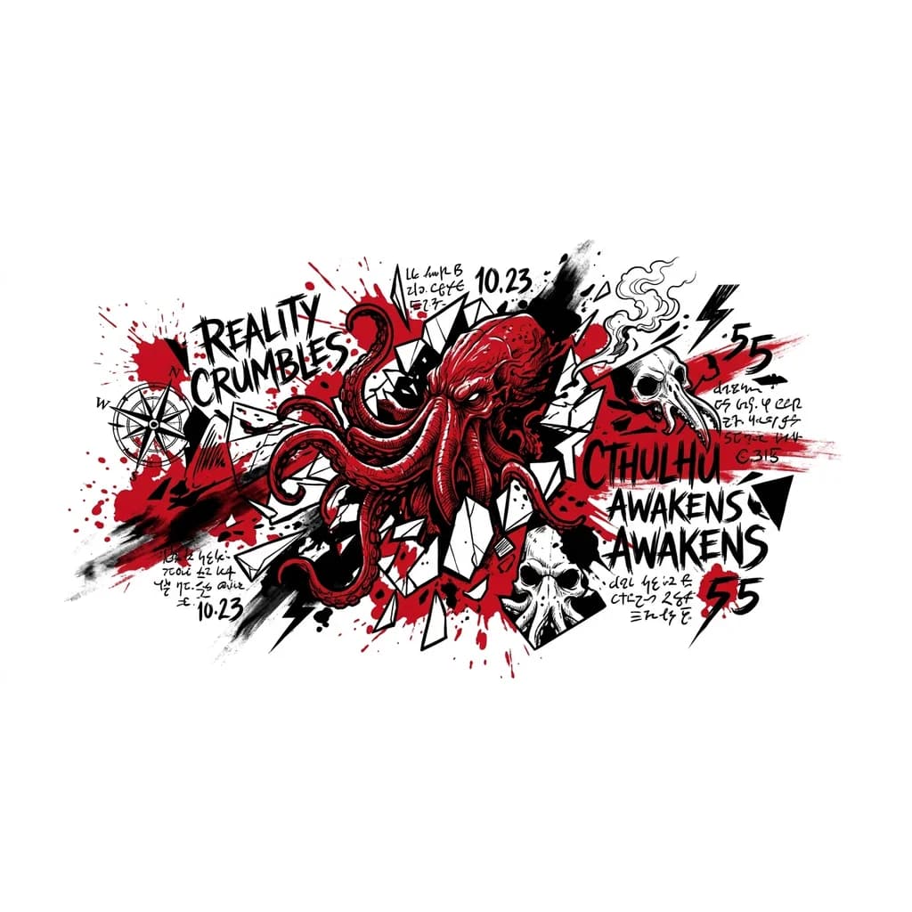 Тату эскиз: Монстр Ктулху прорывает реальность