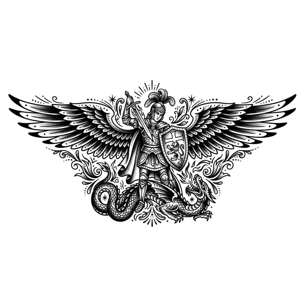 Тату эскиз: Архангел Михаил