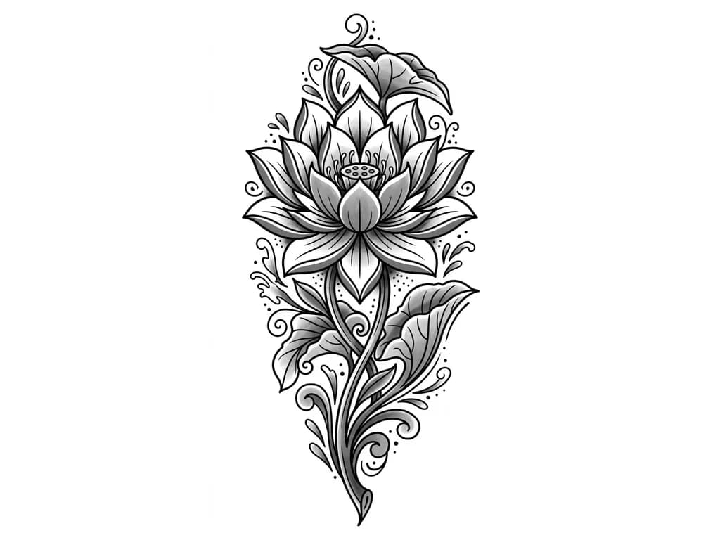Тату эскиз: Minimalist lotus flower on wrist
