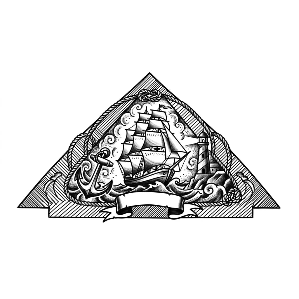 Тату эскиз: Треугольник с линиями