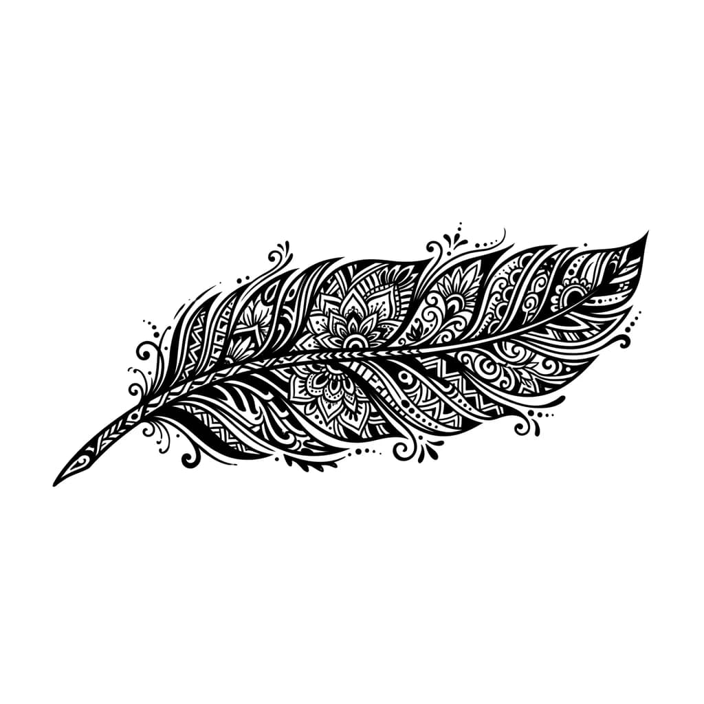 Тату эскиз: Чёрное перо крупное