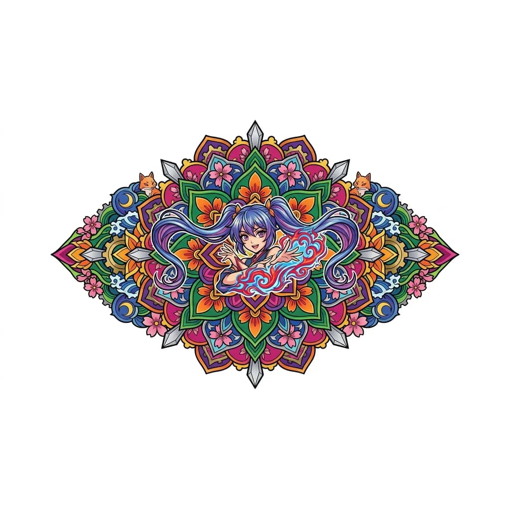 Тату эскиз: Мандала симметричная сложная