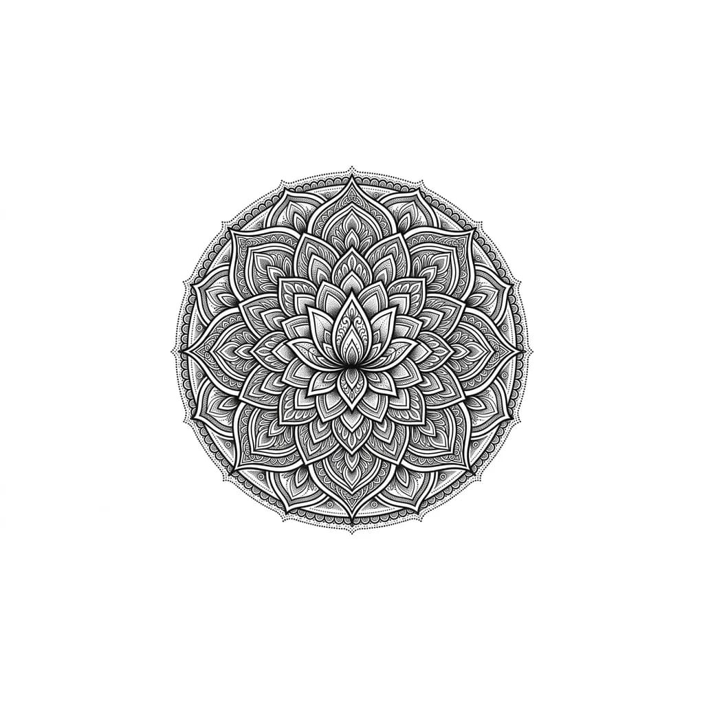 Тату эскиз: Мандала симметричная сложная