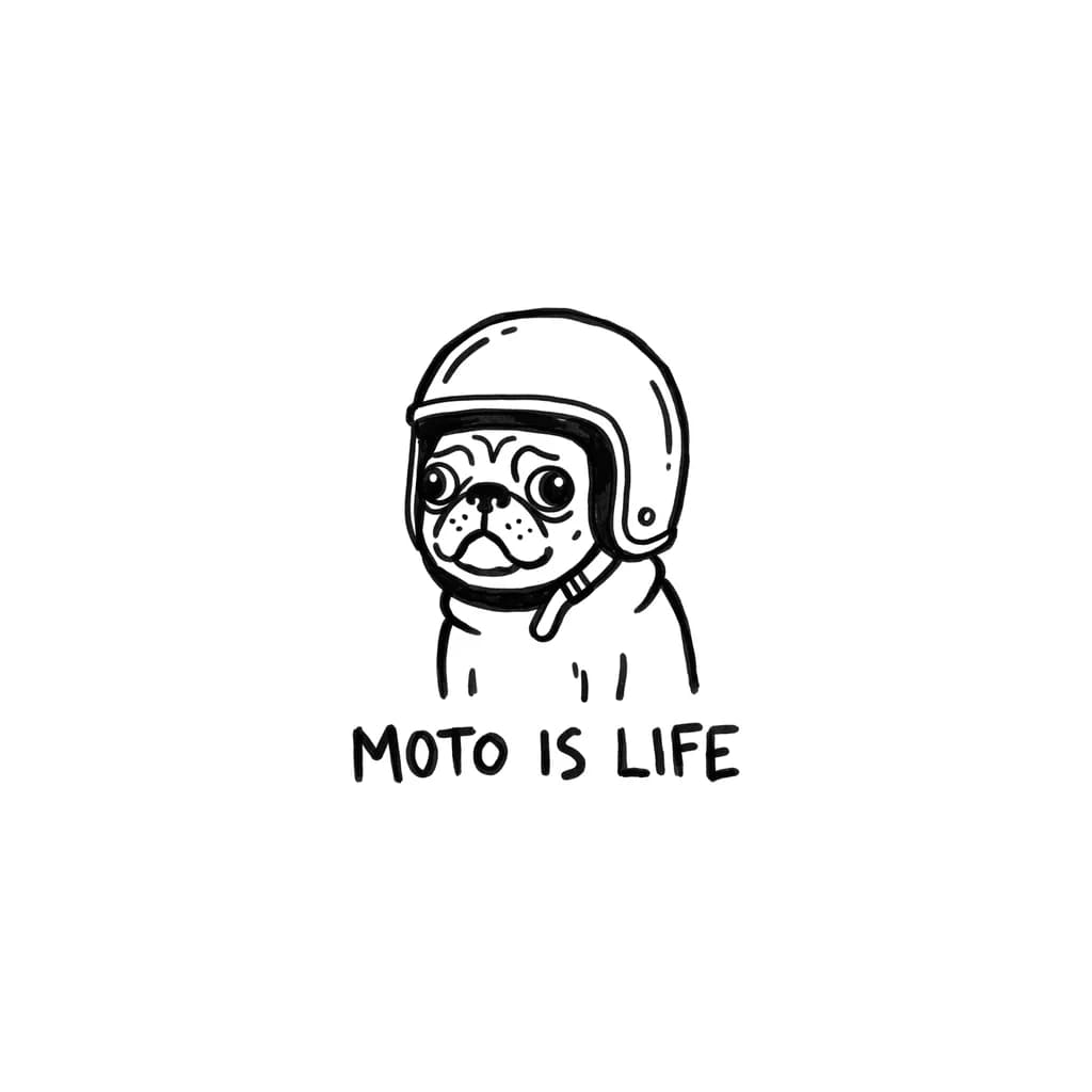 Тату эскиз: Мопс в мото шлеме 