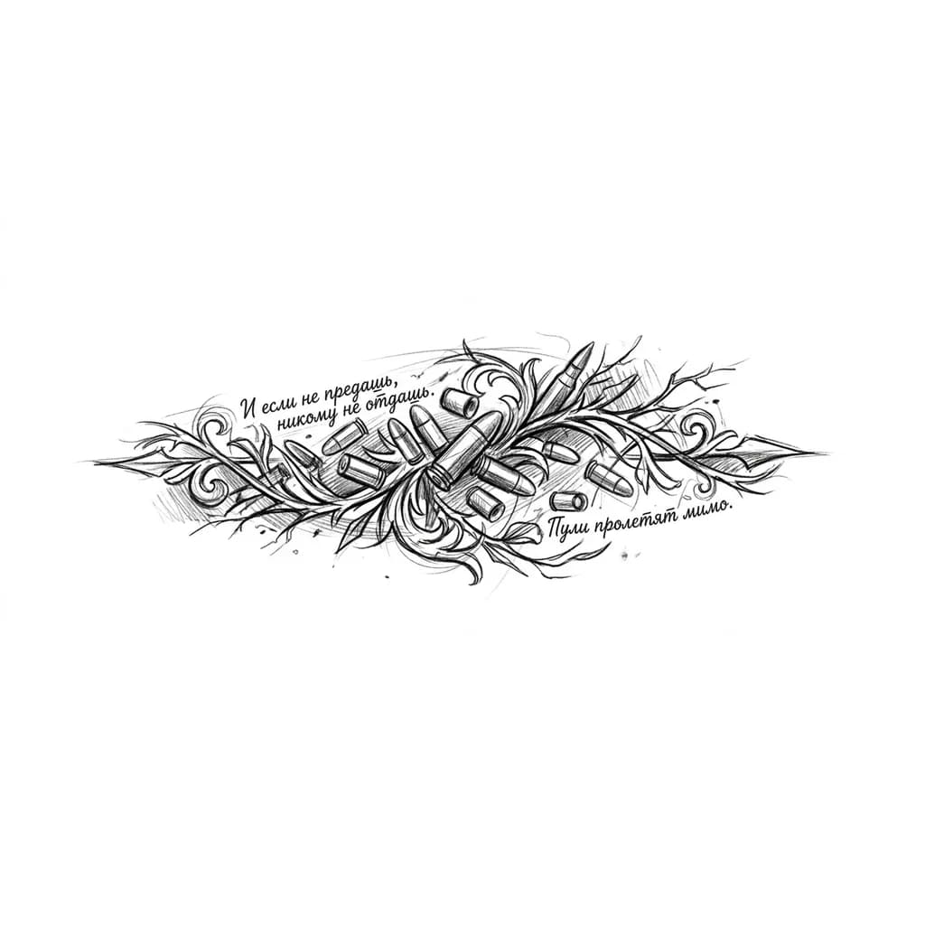 Тату эскиз: Добавить маленькие пули
