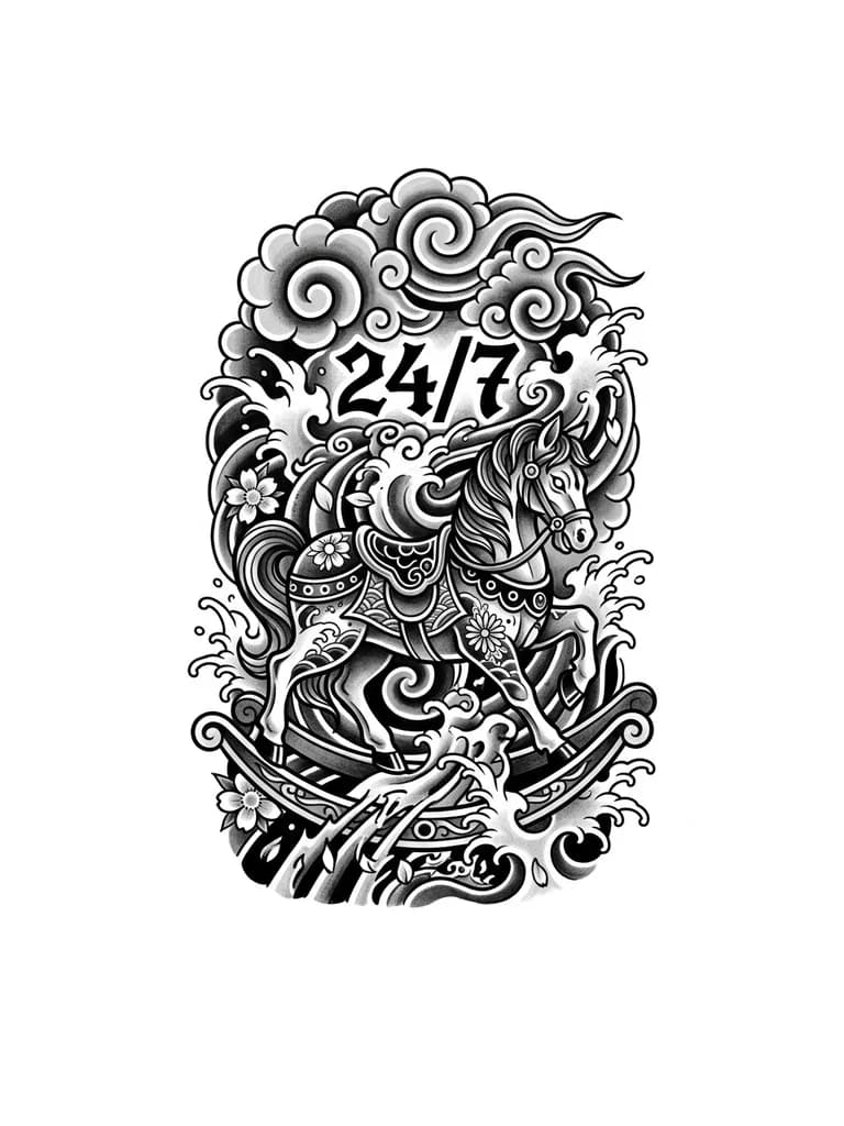 Тату эскиз: Лошадка-качалка 