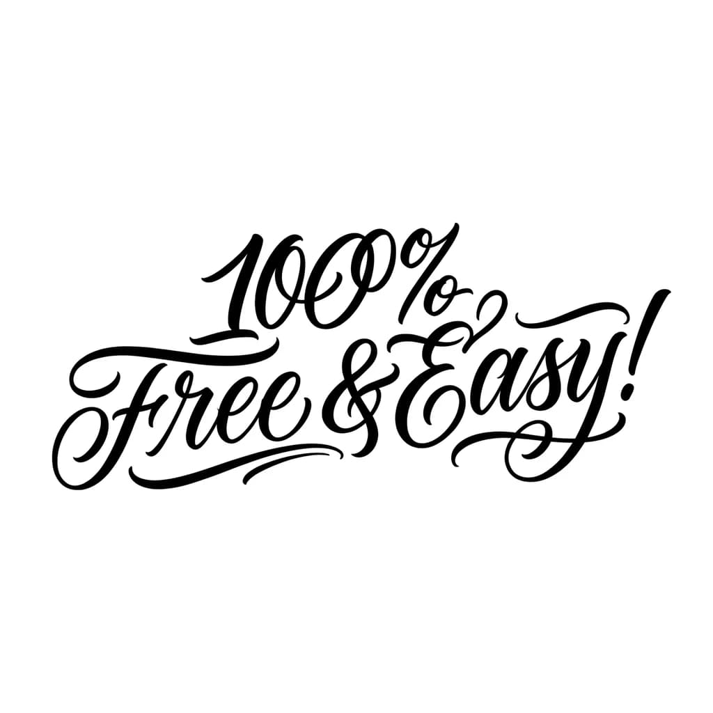 Тату эскиз: Font: "100% Free & Easy!" (flowing brush script)