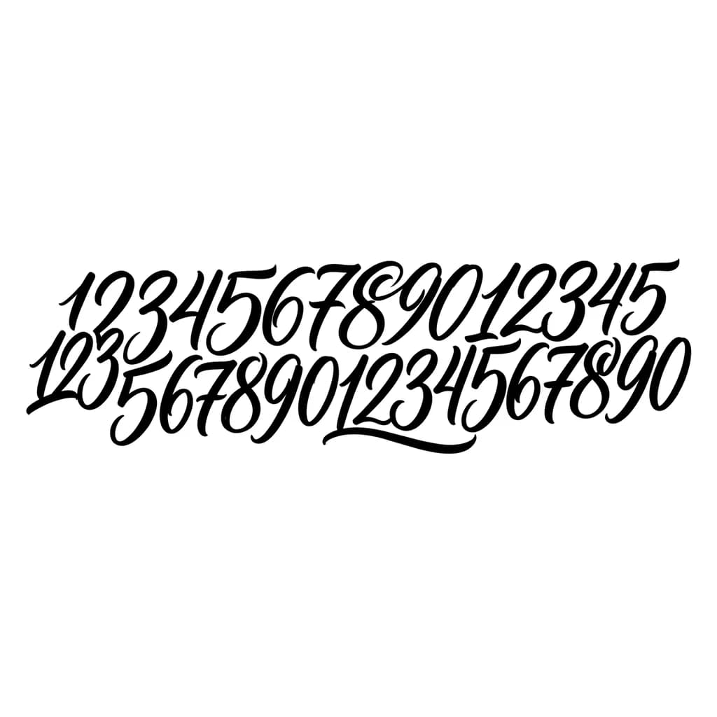 Тату эскиз: Font: 123456789012345678901234567890 (flowing brush script)