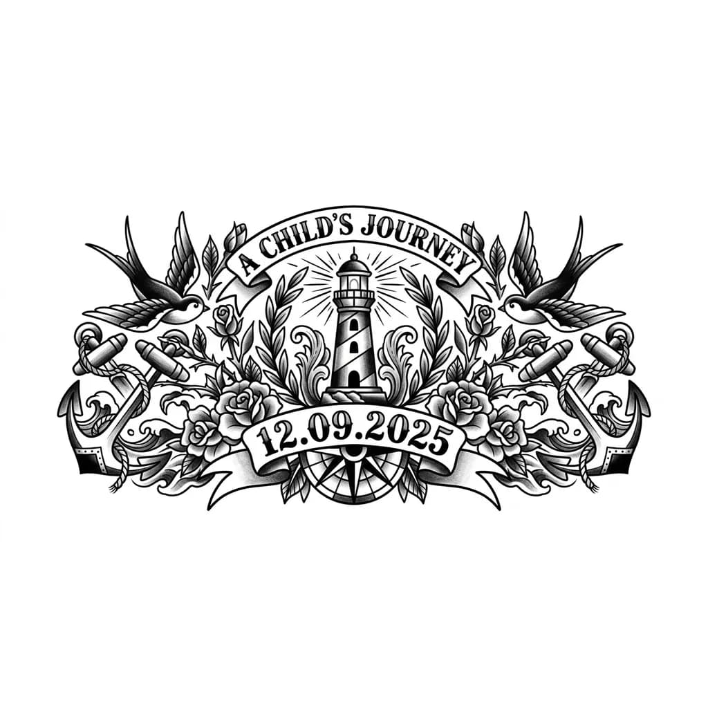 Тату эскиз: Тату в честь ребенка с датой рождения 12.09.2025