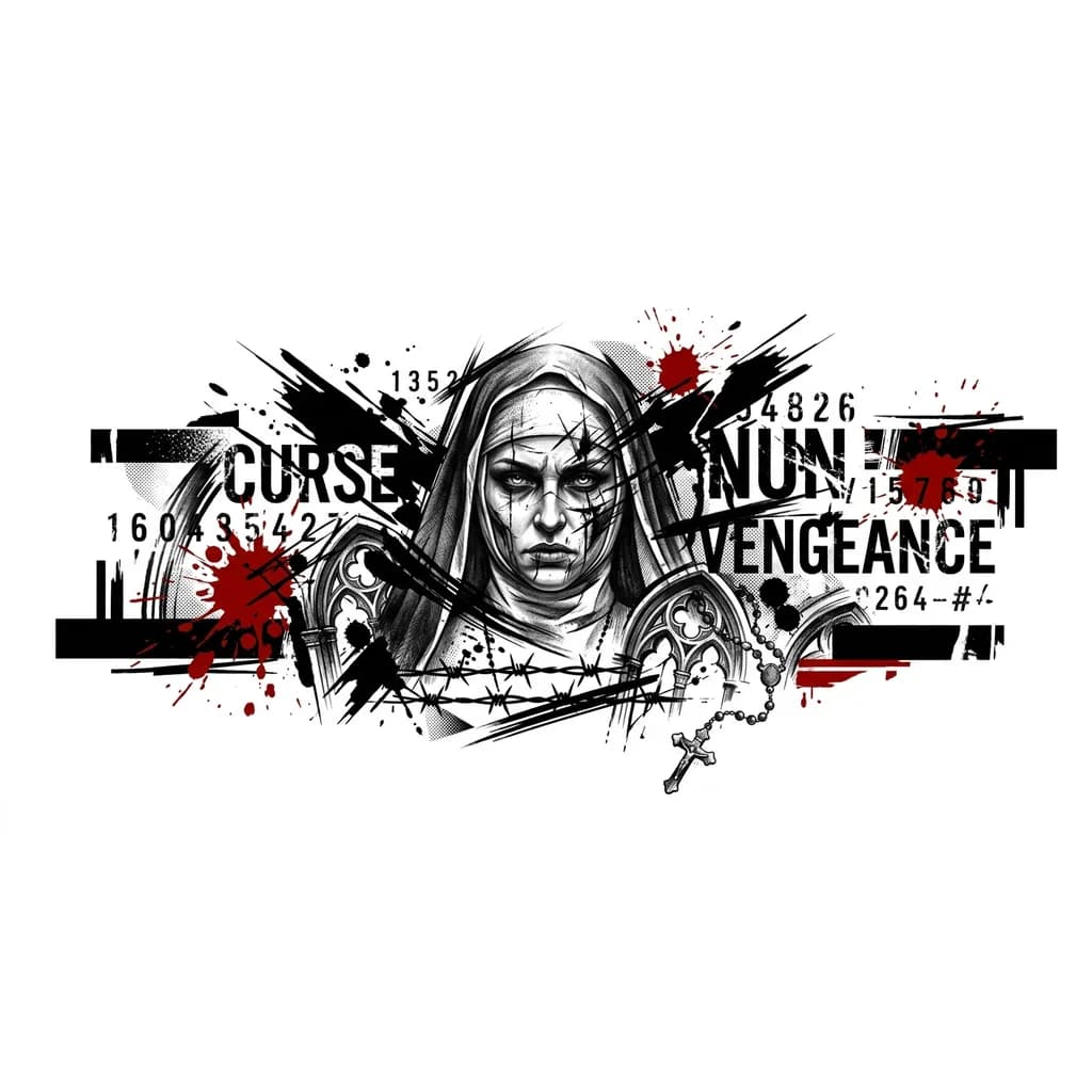 Тату эскиз: Проклятие монахини
