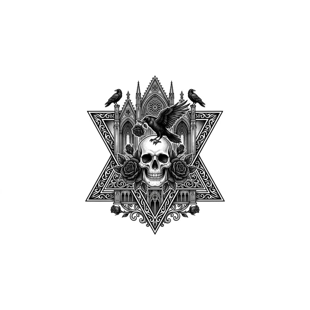 Тату эскиз: Треугольник в треугольнике  Трайбл