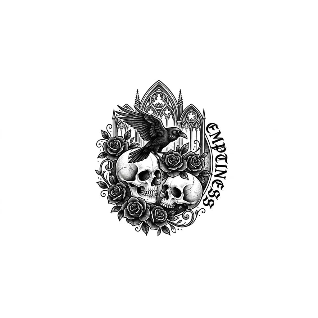 Тату эскиз: надпись emptiness справа на шее 
