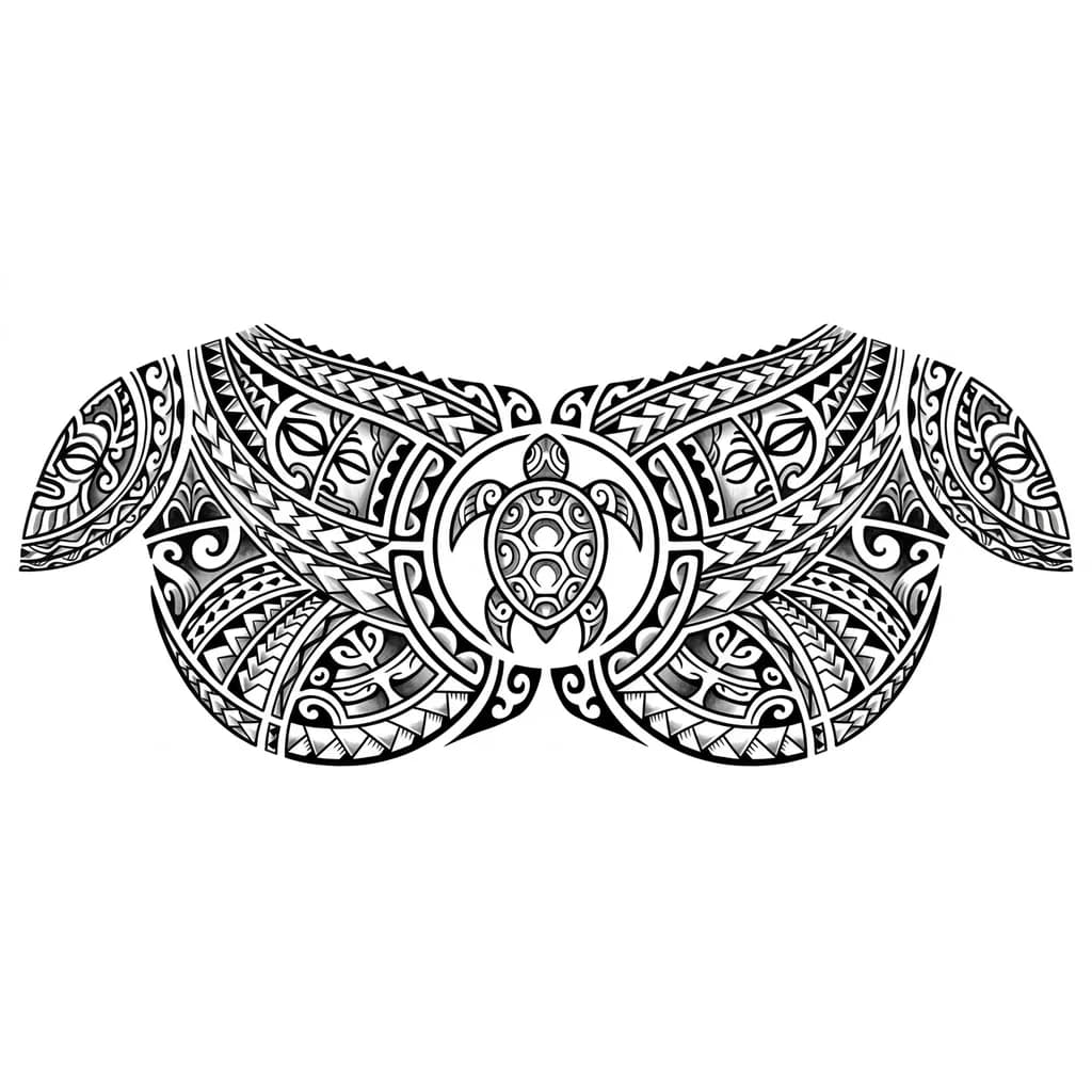 Тату эскиз: черепаха с панцирем в круге, связь с корнями 