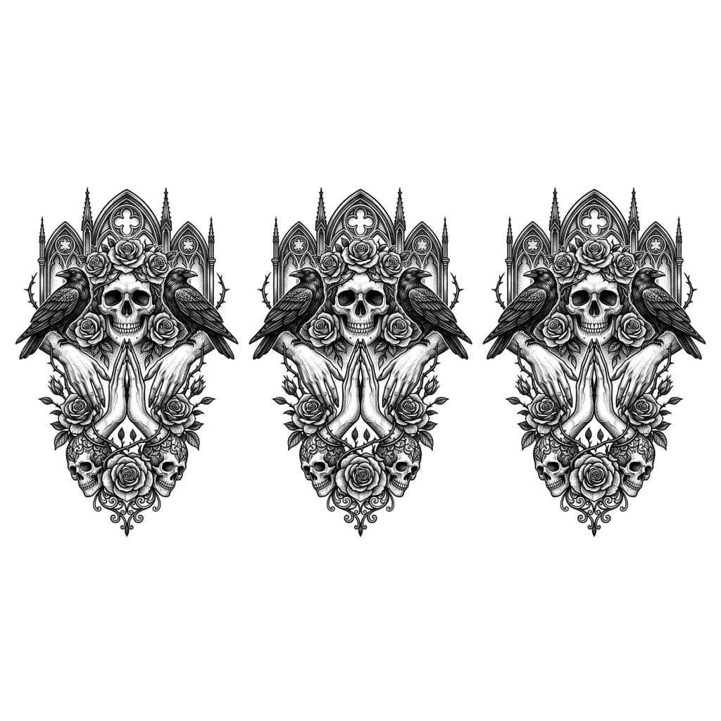 Тату эскиз: Демонические руки спускающиеся от подмышек до низа живота, со сложенными ладонями, пальцами вниз 