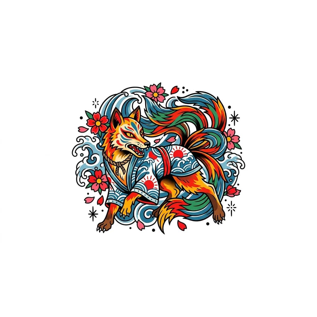 Тату эскиз: Кицунэ