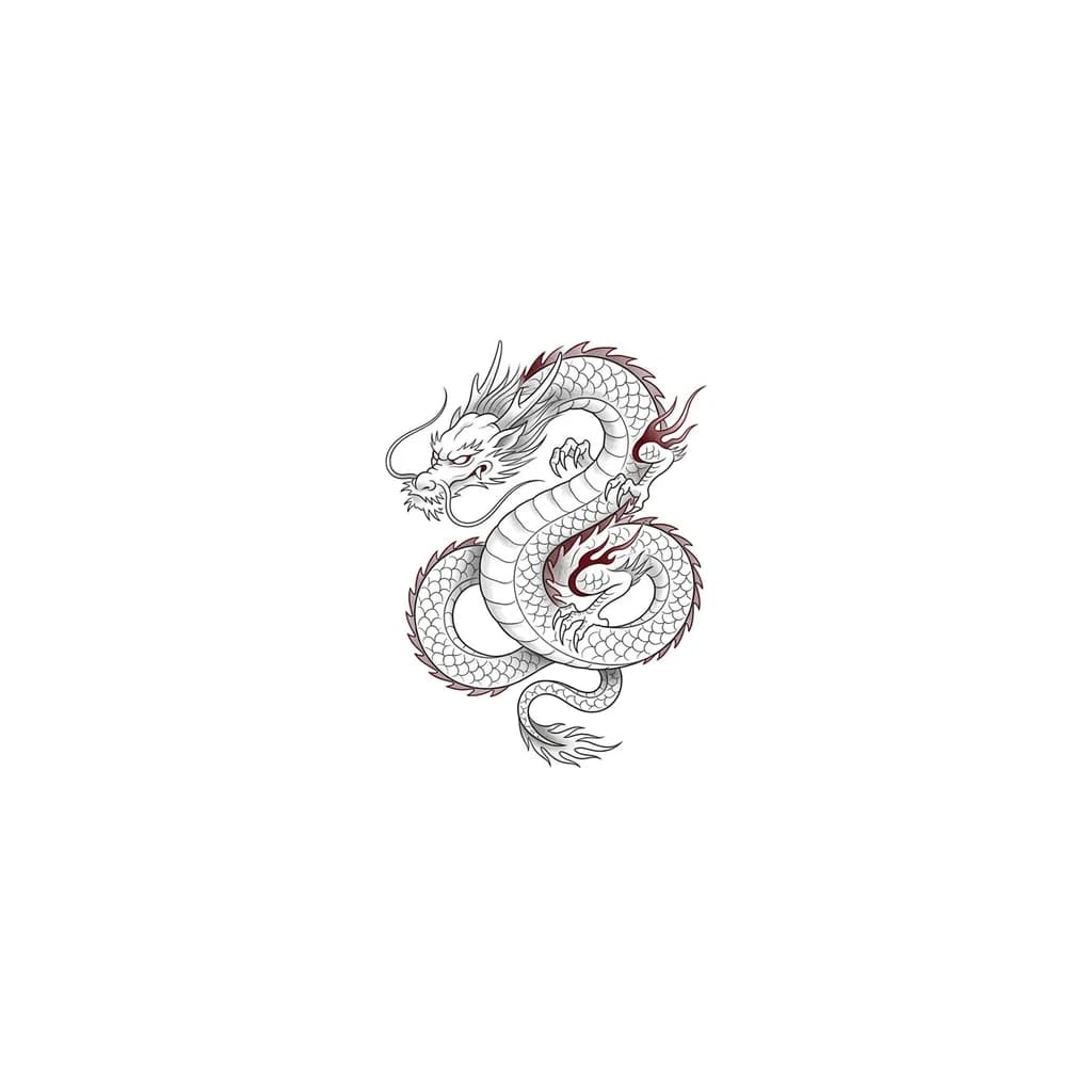 Тату эскиз: эскиз тату дракона в японском стиле красной краской