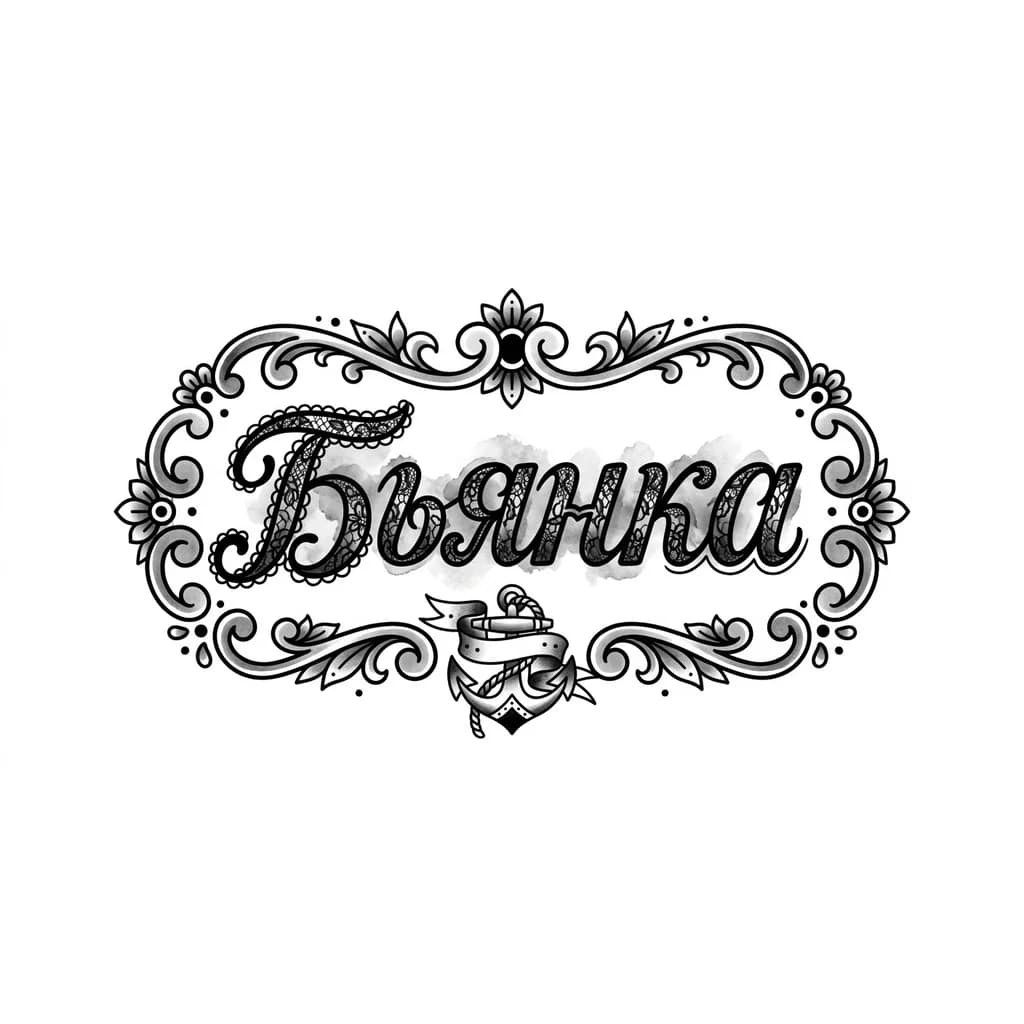 Тату эскиз: На правом предплечье мужском должно отображаться тату ажурными буковками в стиле акварель.