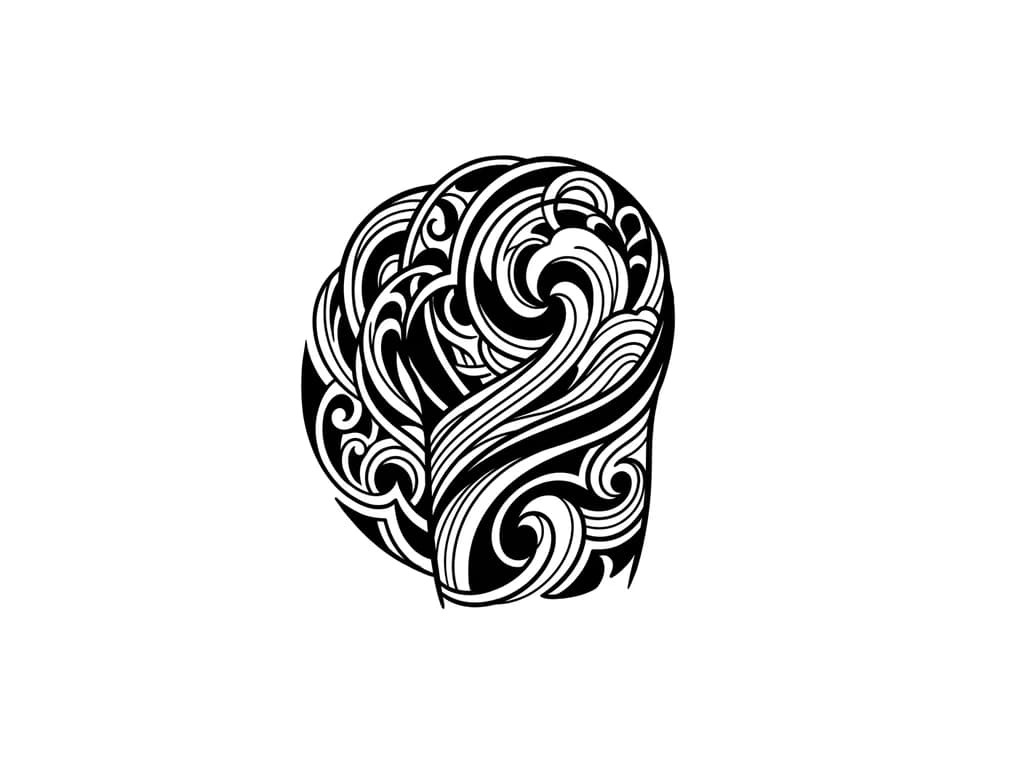 Тату эскиз: абстракция, линии, толстые и тонкие похожие на волны, от правой груди до середины правого бицепса