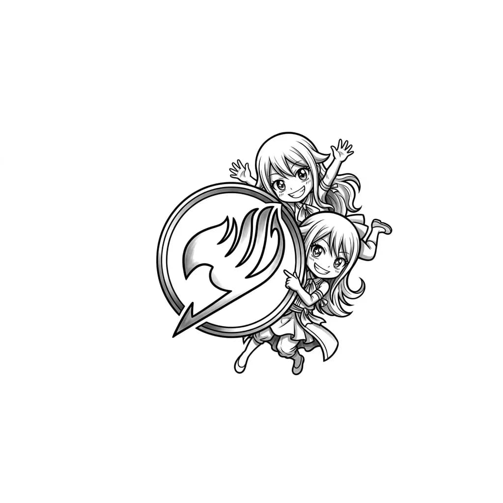Тату эскиз: Совмести эмблему гильдии хвост феи и звёздного духа близнецы из аниме хвост феи