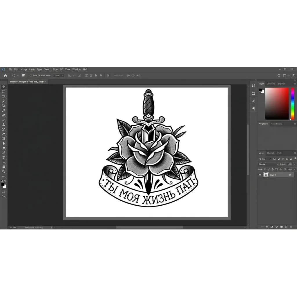 Тату эскиз: Роза нож и защитник  тату девушке