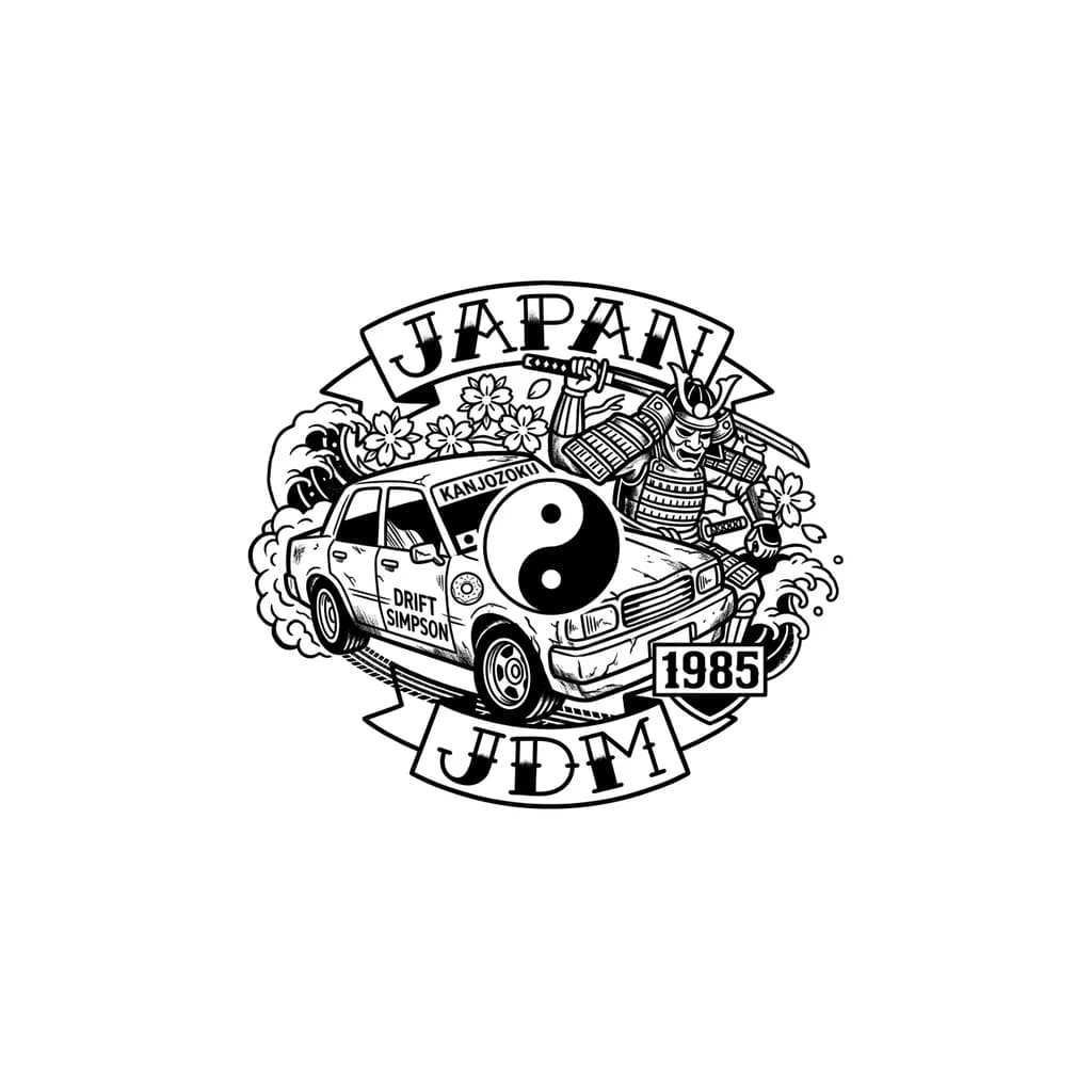 Тату эскиз: Симпсоны тачки смешное jdm самураи инь янь Япония 
