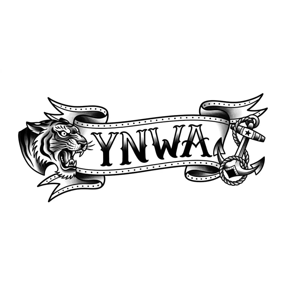 Тату эскиз: Тату на предплечье на которой будет нарисованы только четыре буквы красивым шрифтом YNWA