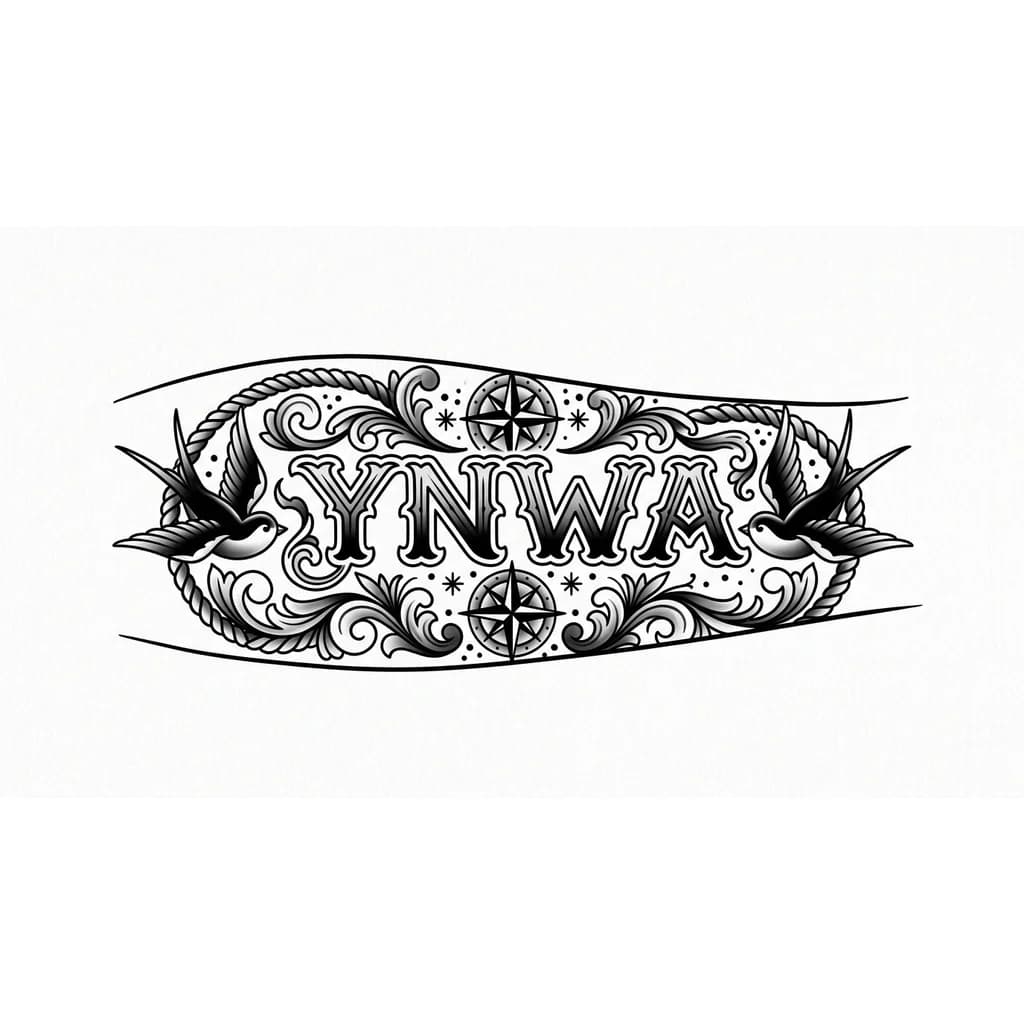 Тату эскиз: Тату на предплечье на которой будет нарисованы только четыре буквы красивым шрифтом YNWA