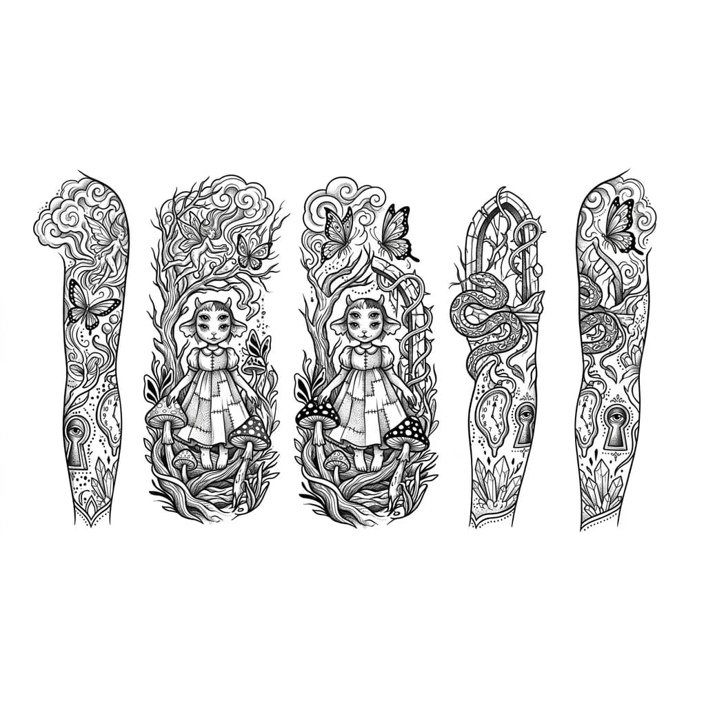 Тату эскиз: Рукав  в стиле альбома Portals Melanie Martinez