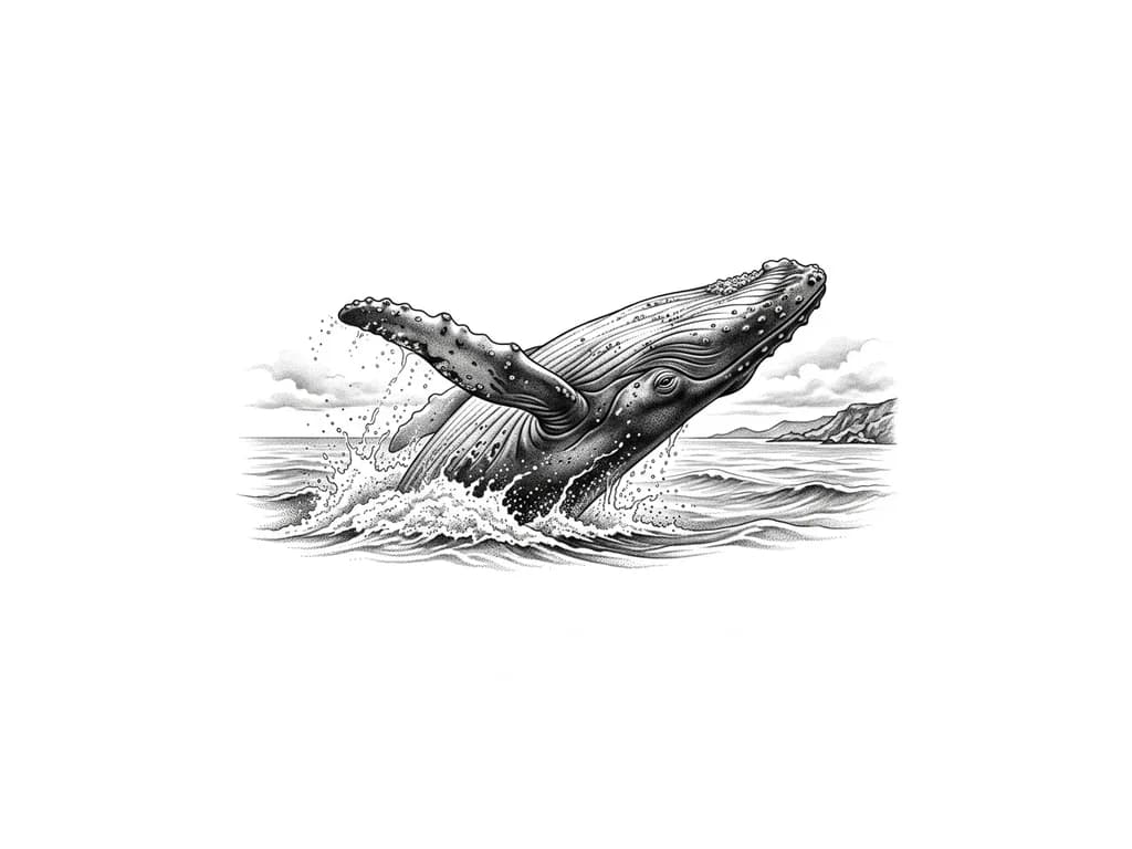 Тату эскиз: Милый кит