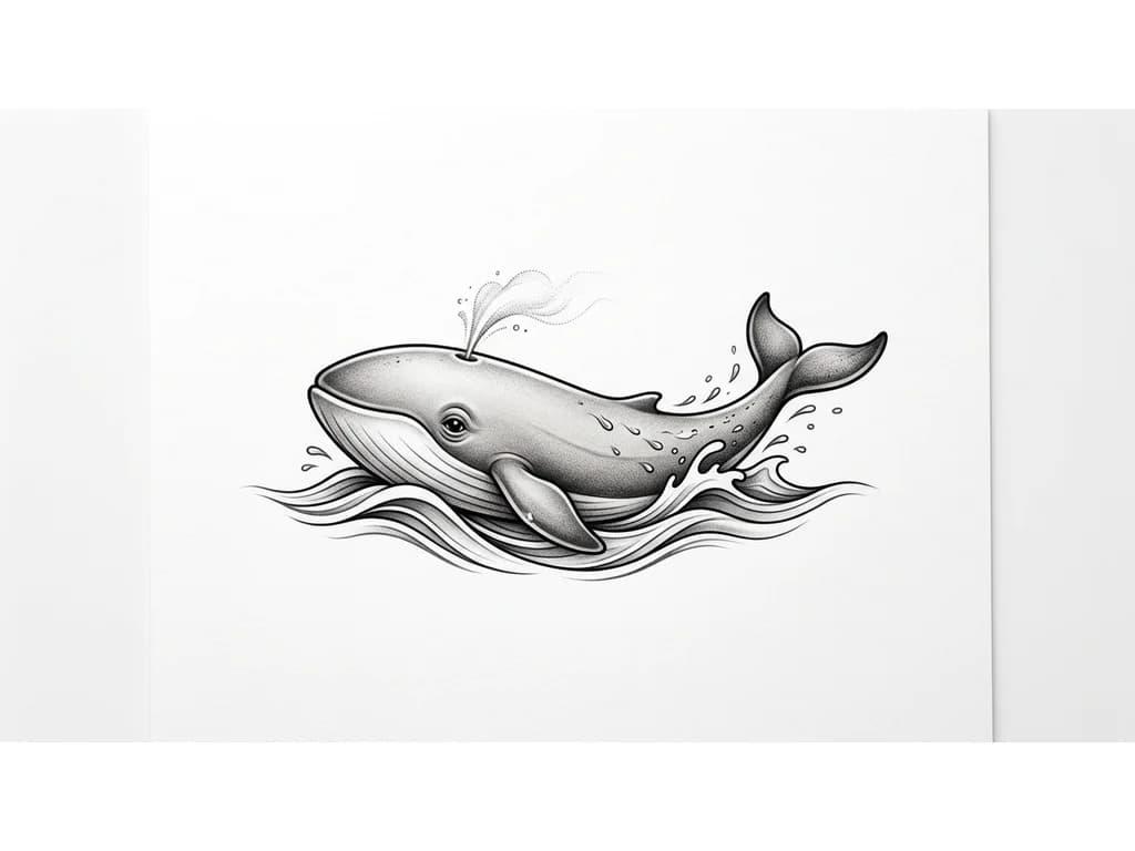 Тату эскиз: Милый кит