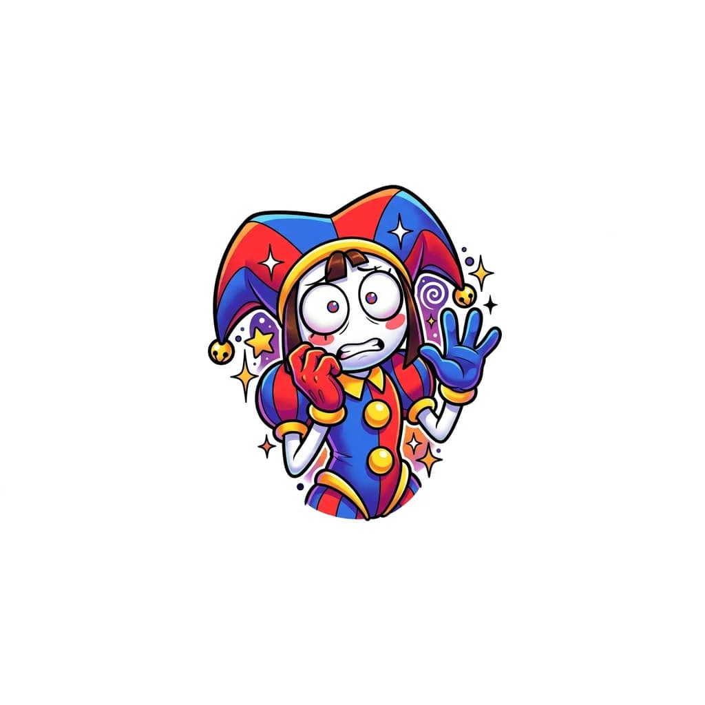 Тату эскиз: Нужно создать персонажа из «Удивительный цифровой цирк» персонаж Помни, нужно создать эскиз тату на руке 10см тату должно быть только до рук, низ не нужен