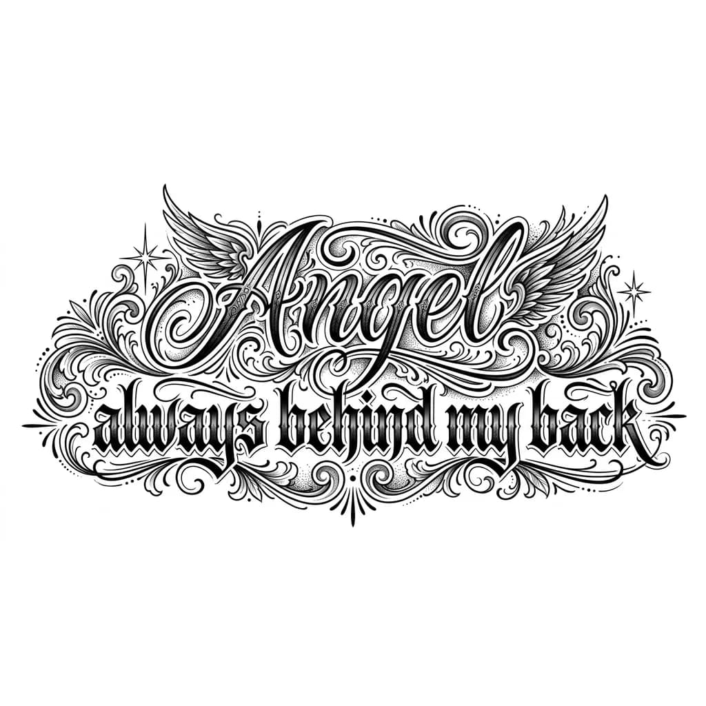 Тату эскиз: Ангел всегда за моей спиной