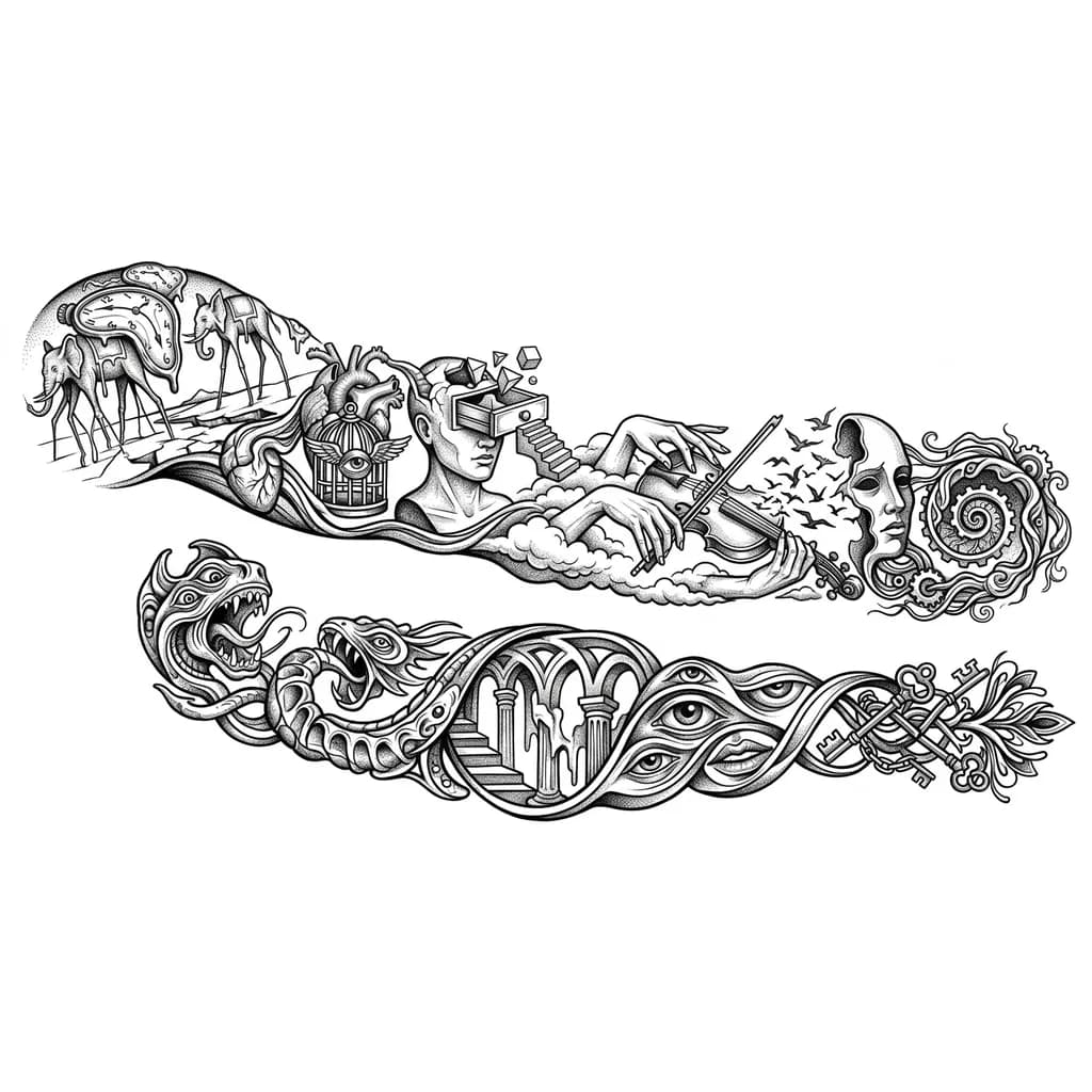 Тату эскиз: Продолжи тату от локтя до кисти