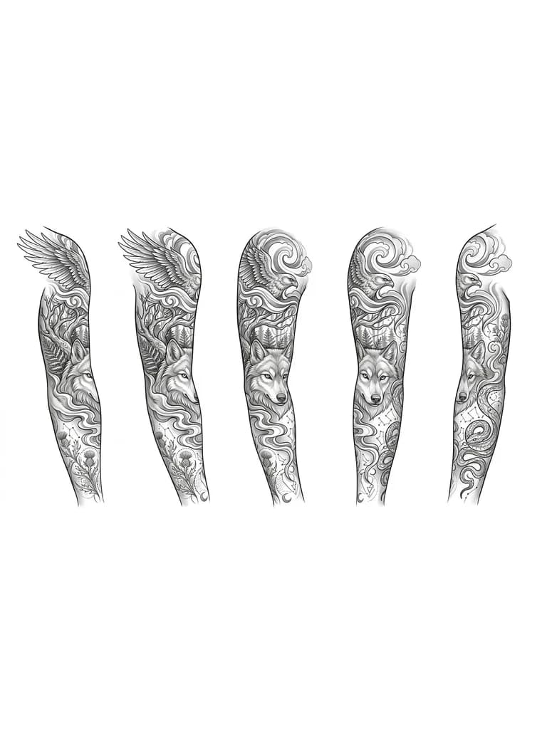 Тату эскиз: Легкая и воздушная тату, для мужчины, больше светлых теней, можно добавить узор, или животных
