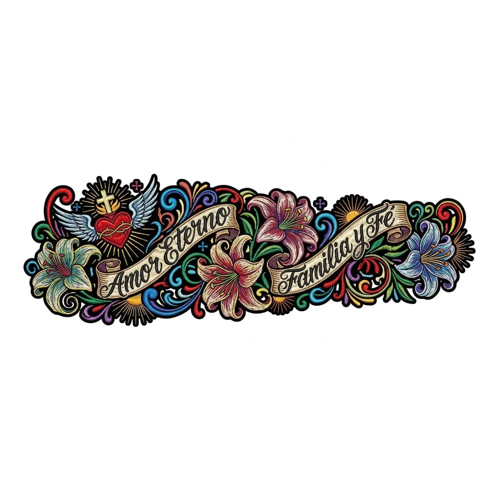 Тату в стиле вышивки нитками. На тату должны быть изображены цветы лилии.