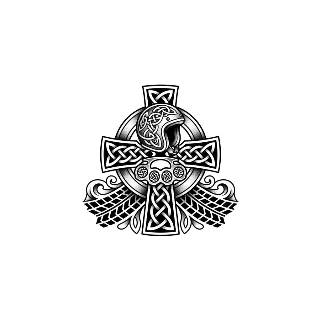 Мото шлем, кастет и след от покрышек