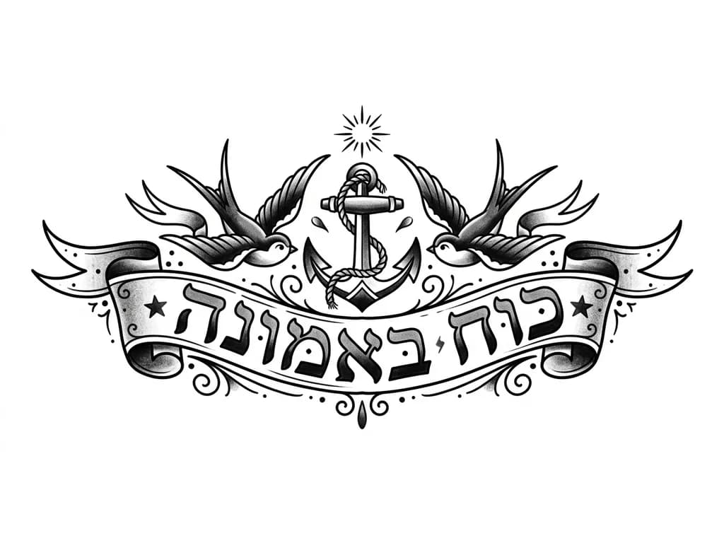 Тату эскиз: Сделай эскиз татуировки Сила в вере на иврите 