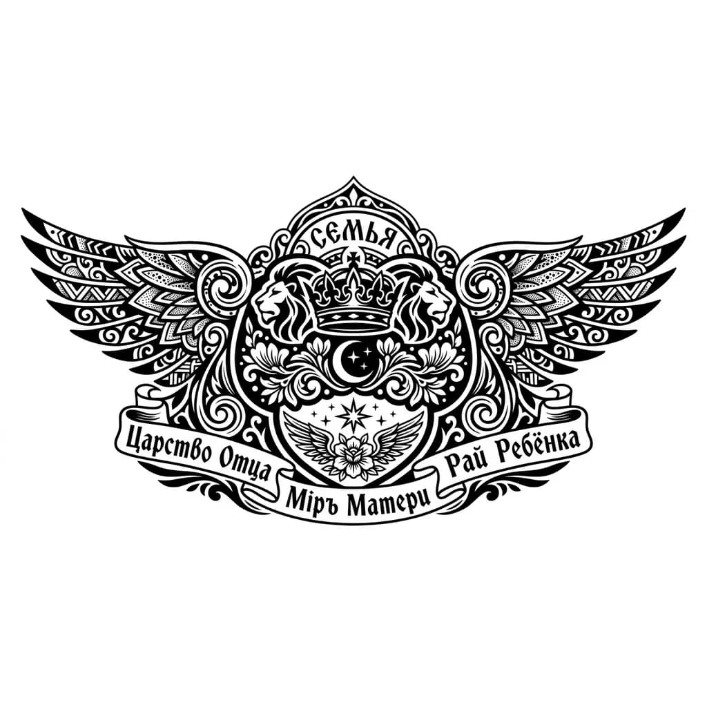 Тату эскиз: СЕМЬЯ
Царство Отца
Мир Матери
Рай Ребёнка
