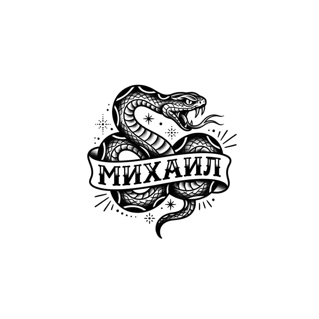 Змея тату эскиз